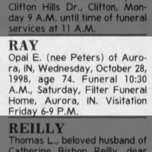Obituary for RAY Opal E.