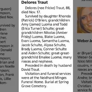 Obituary - Delores Fricke Traut