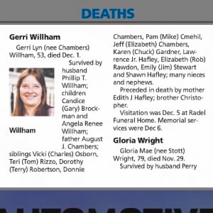 Obituary for Gerri Willham (nee Chambers)