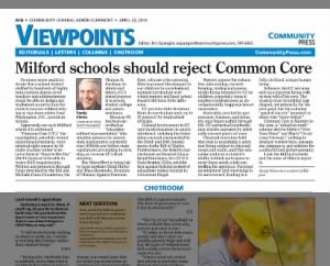 Randy Kleine | April 23, 2015 | Milford Schools should reject Common Core