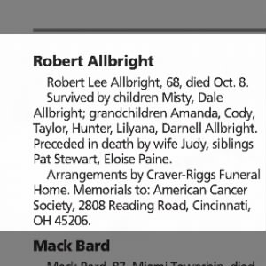 Obituary for Robert Lee Allbright