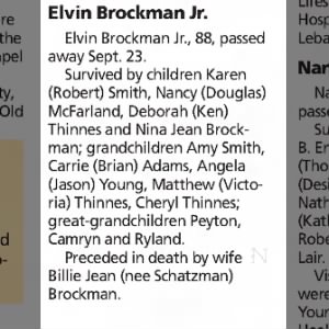 Obituary for Elvin Brockman Jr.