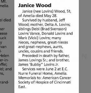 Obituary for Janice Wood