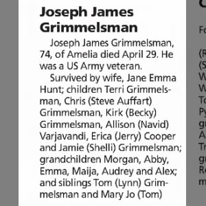 Obituary for Joseph James Grimmelsman