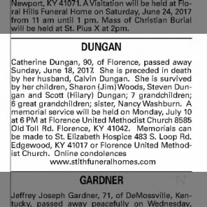 Catherine Dungan obituary