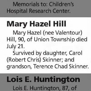 Obituary for Mary Hazel Hill