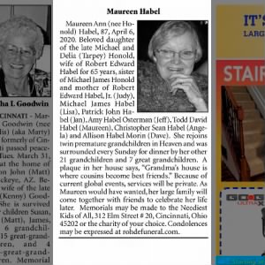 Obituary for Maureen Ann Habel