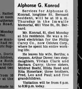 Obituary for Alphonse G Konrad